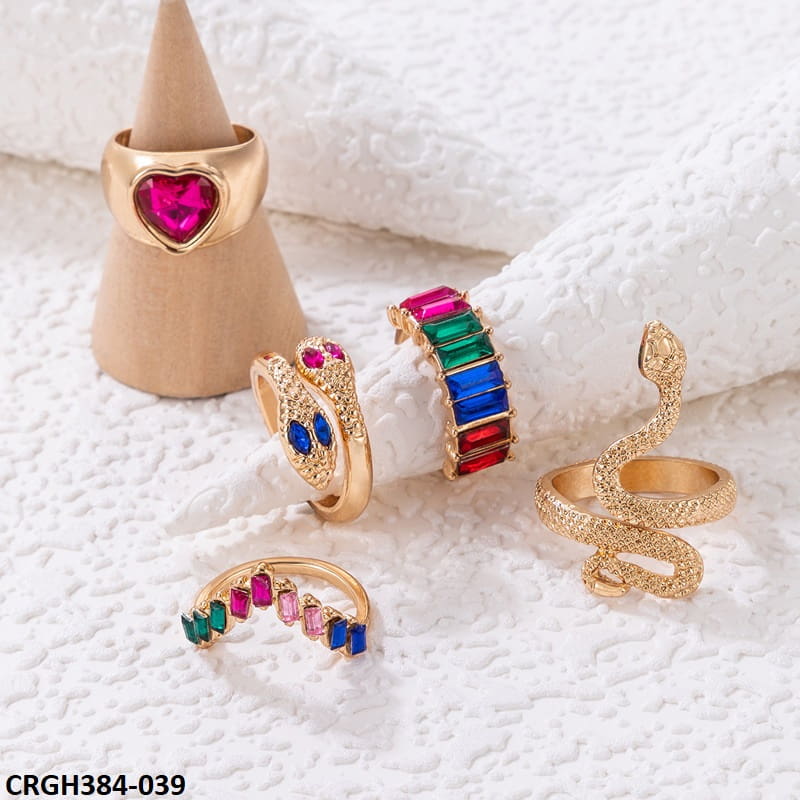 CRGH384 YYE Heart/Snake/Step 5 Midi Rings - CRGH