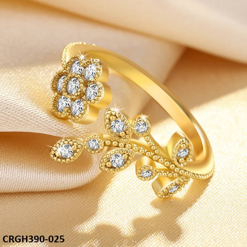 CRGH390 HNJ Leaf and Flower Adjustable Ring - TRGH