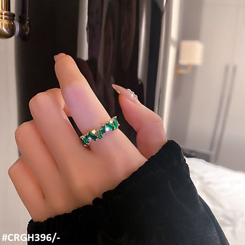 CRGH396 XST Greenish Baguette Ring 7 Size - CRGH
