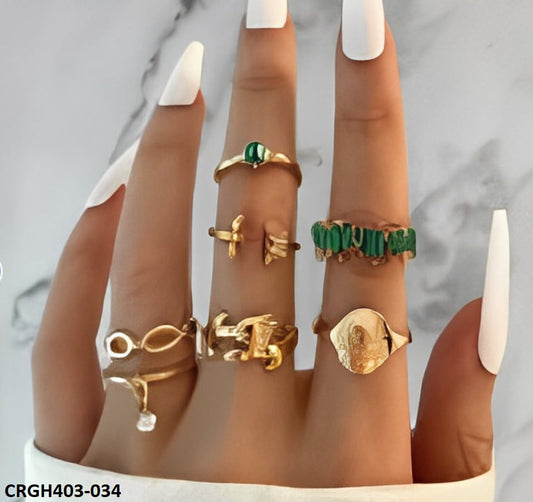 CRGH403 YPG Leaf/Butterfly 7 Midi Rings - CRGH
