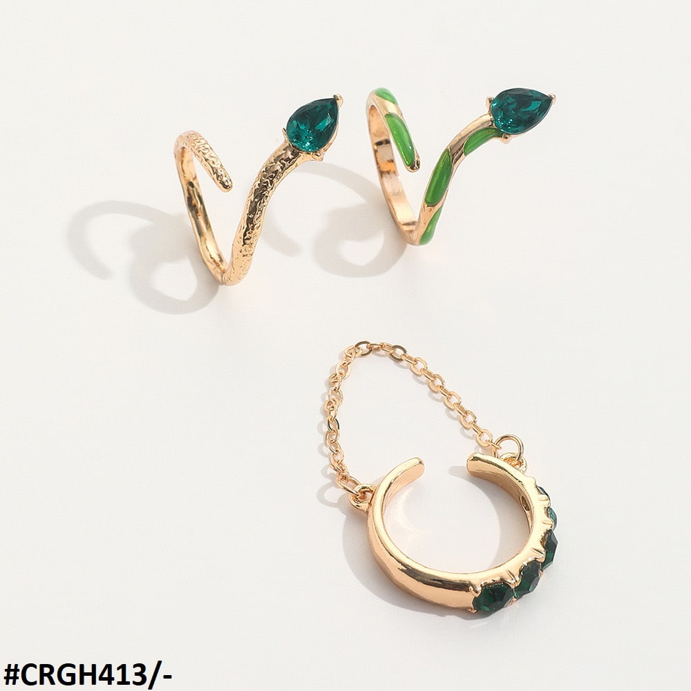 CRGH413 YPG Leaf 3 Midi Rings - CRGH