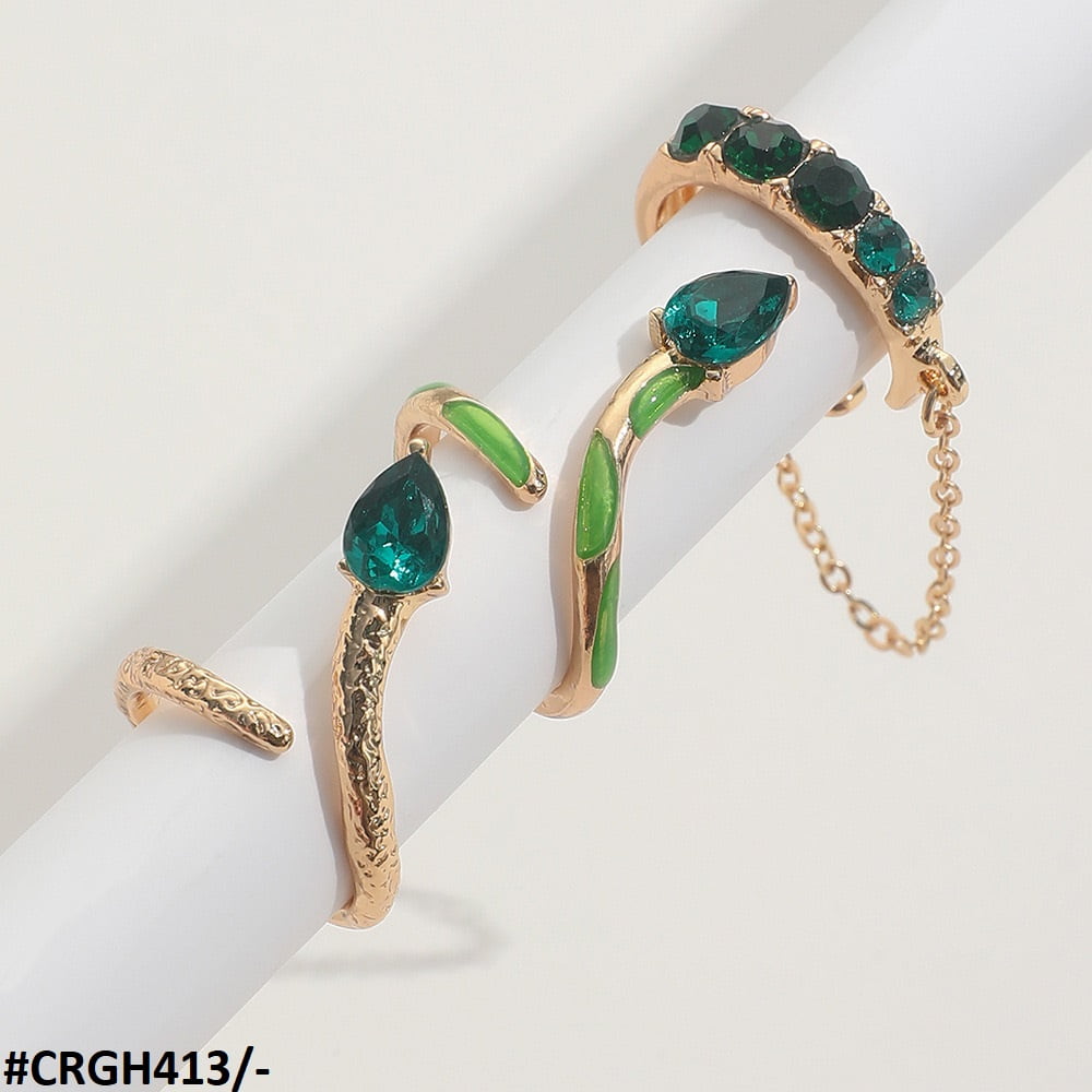 CRGH413 YPG Leaf 3 Midi Rings - CRGH