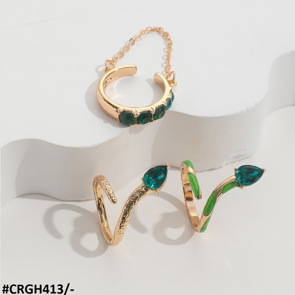CRGH413 YPG Leaf 3 Midi Rings - CRGH