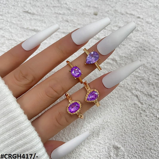 CRGH417 YPG Oval Cushion 4 Midi Rings - CRGH