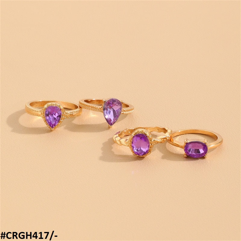 CRGH417 YPG Oval Cushion 4 Midi Rings - CRGH