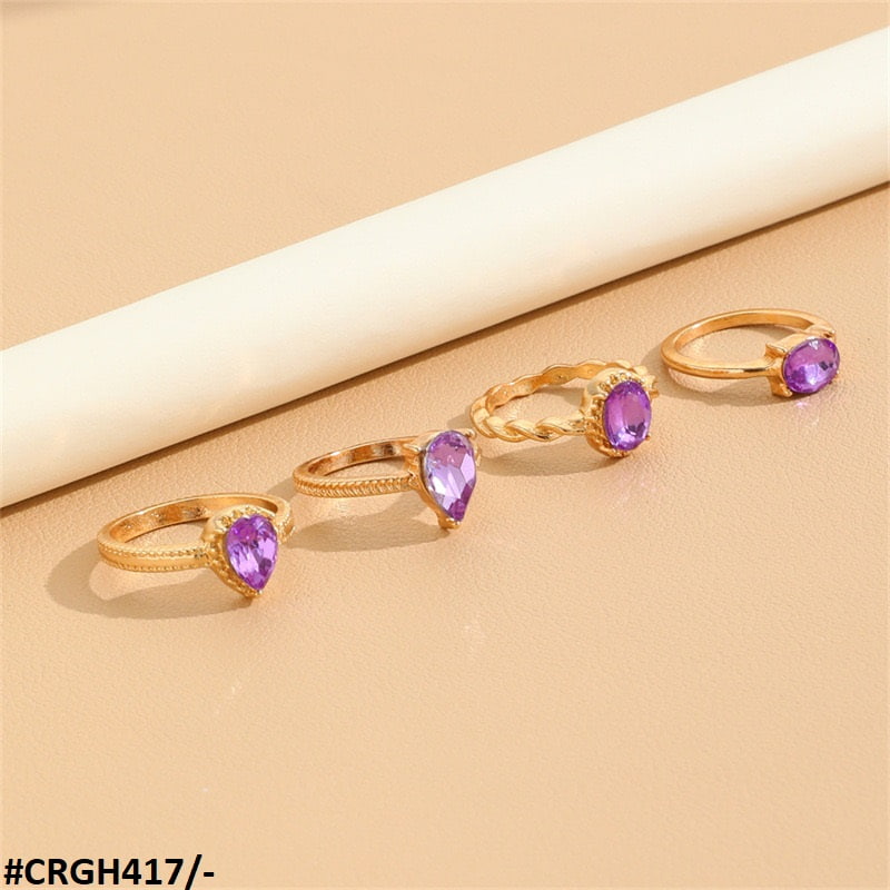 CRGH417 YPG Oval Cushion 4 Midi Rings - CRGH