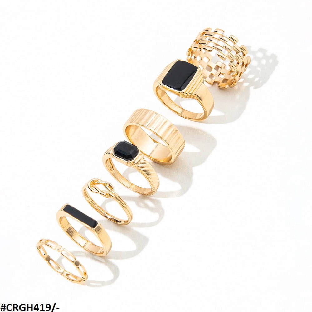 CRGH419 YPG Rectangle Cushion 7 Midi Rings - CRGH