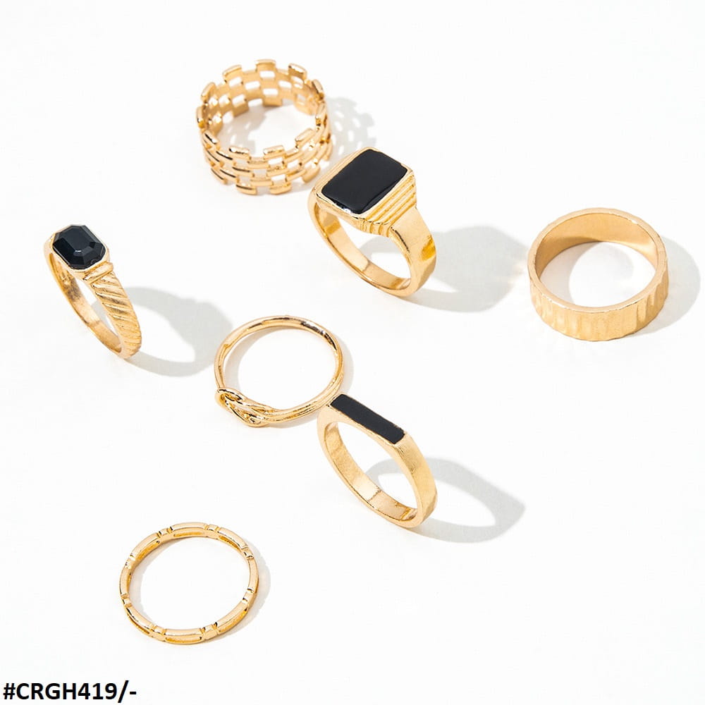 CRGH419 YPG Rectangle Cushion 7 Midi Rings - CRGH