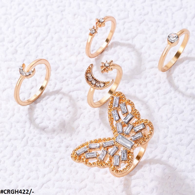 CRGH422 YYE Moon/Butterfly 5 Midi Rings - CRGH