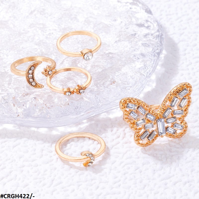 CRGH422 YYE Moon/Butterfly 5 Midi Rings - CRGH
