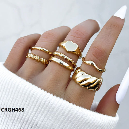 CRGH468 YPG heart 6 Midi Rings - CRGH