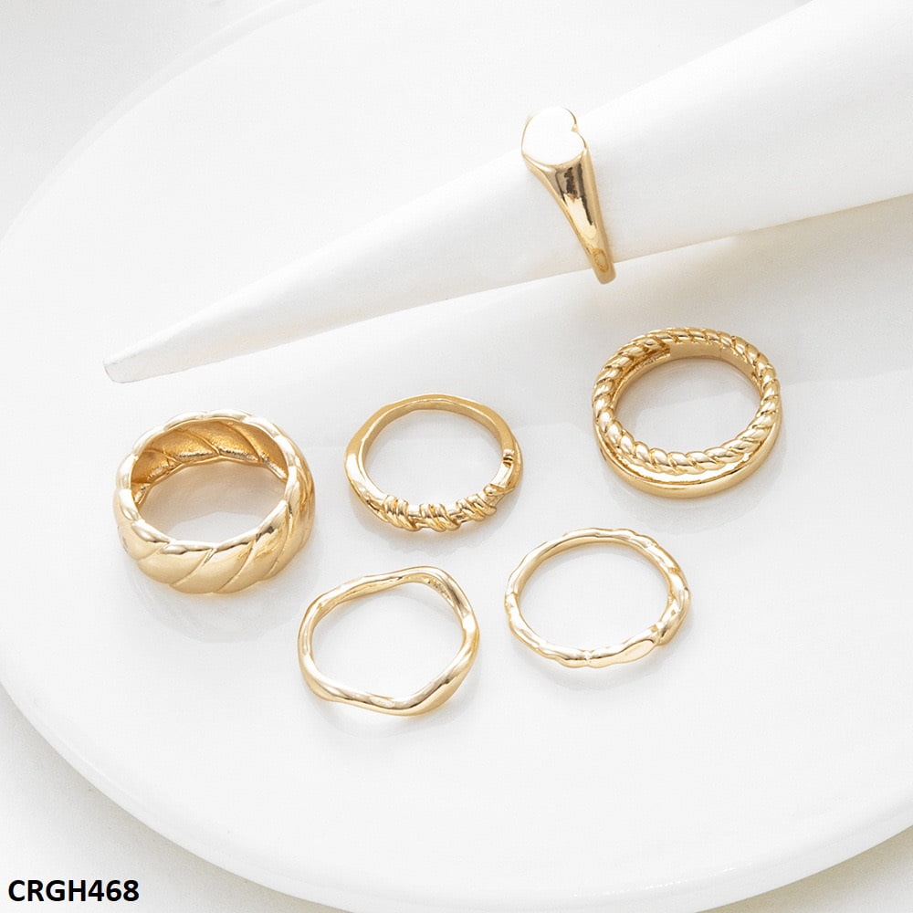 CRGH468 YPG heart 6 Midi Rings - CRGH
