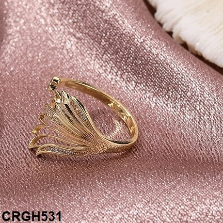 CRGH531 QWN Feather Heart Ring Adjustable - CRGH