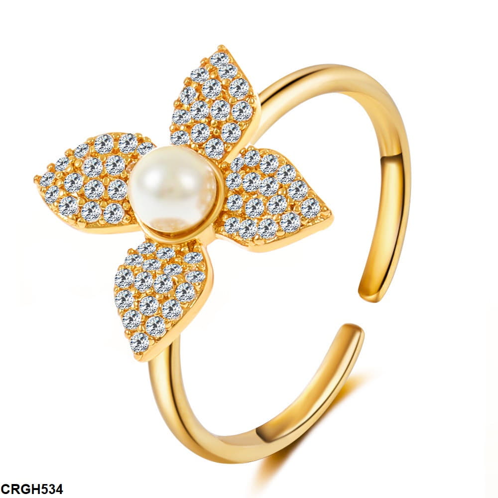 CRGH534 QWN Flower Pearl Ring Adjustable - CRGH