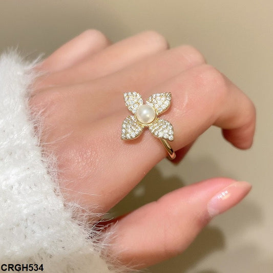 CRGH534 QWN Flower Pearl Ring Adjustable - CRGH