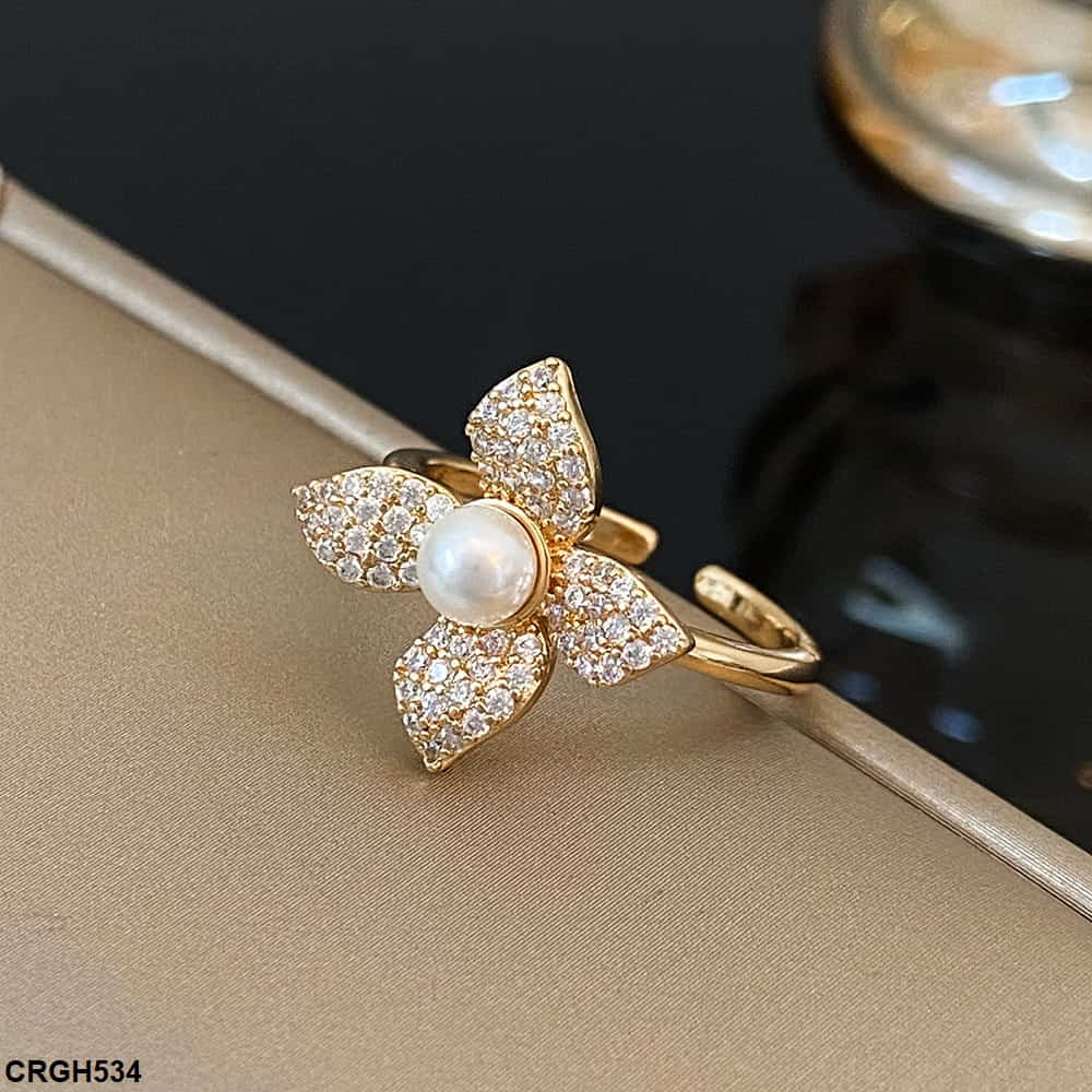 CRGH534 QWN Flower Pearl Ring Adjustable - CRGH