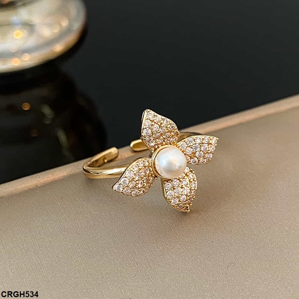 CRGH534 QWN Flower Pearl Ring Adjustable - CRGH