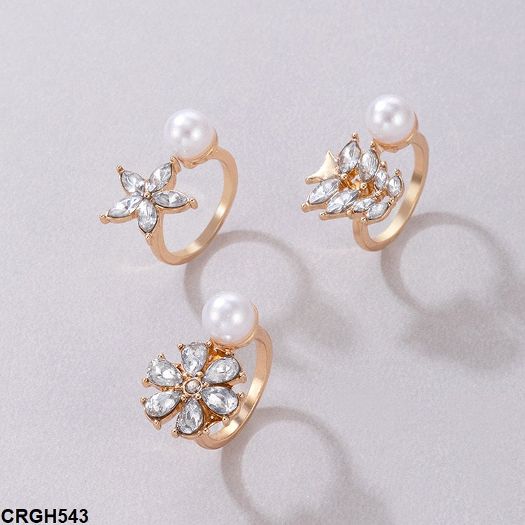 CRGH543 YYE Bat/Leaf/Flower 3 Midi Rings - CRGH