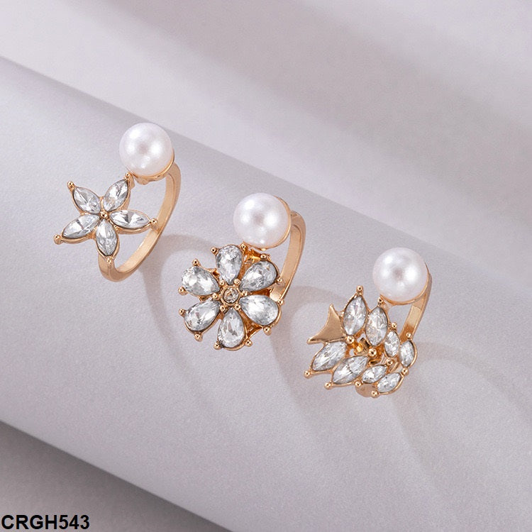CRGH543 YYE Bat/Leaf/Flower 3 Midi Rings - CRGH