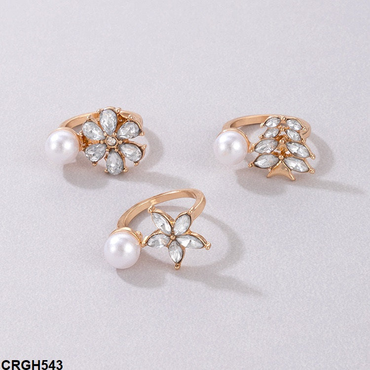 CRGH543 YYE Bat/Leaf/Flower 3 Midi Rings - CRGH