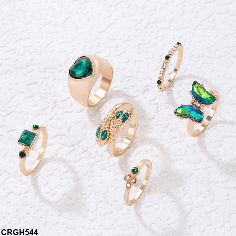 CRGH544 YYE Heart/Butterfly/Snake 6 Midi Rings - CRGH