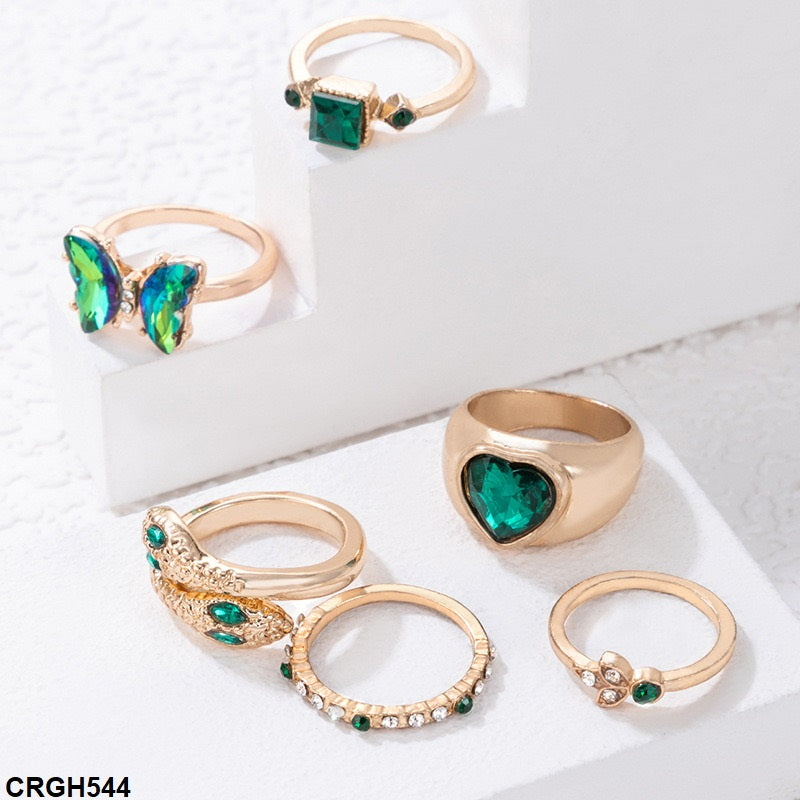 CRGH544 YYE Heart/Butterfly/Snake 6 Midi Rings - CRGH