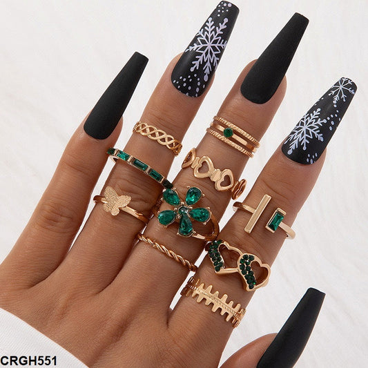 CRGH551 YYE Butterfly/Heart/Flower 10 Midi Rings - CRGH