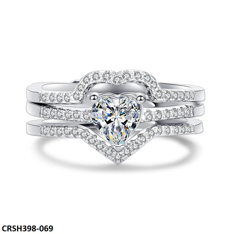 CRSH398 HNJ Heart Triples  Ring Adjustable - CRSH