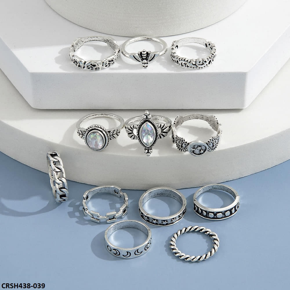 CRSH438 YPG Round & Pear 12 Rings - CRSH
