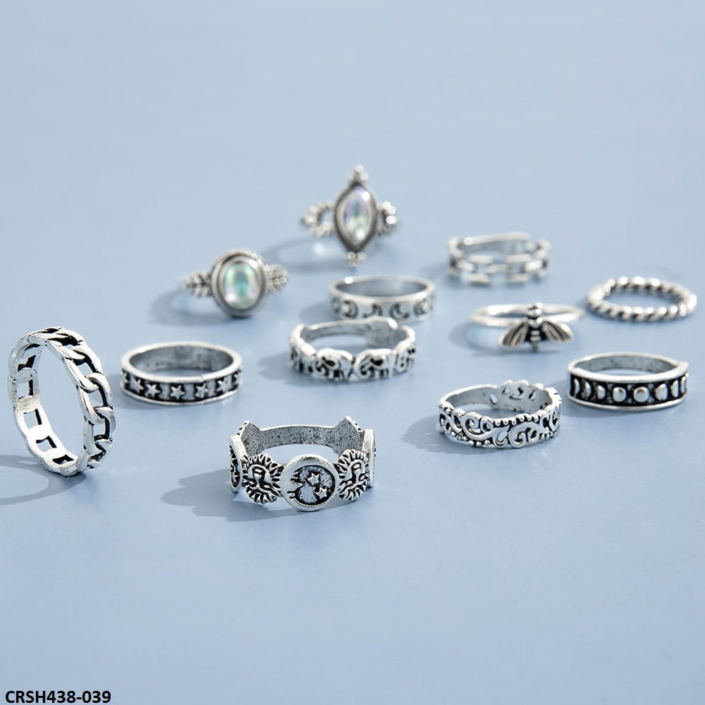 CRSH438 YPG Round & Pear 12 Rings - CRSH