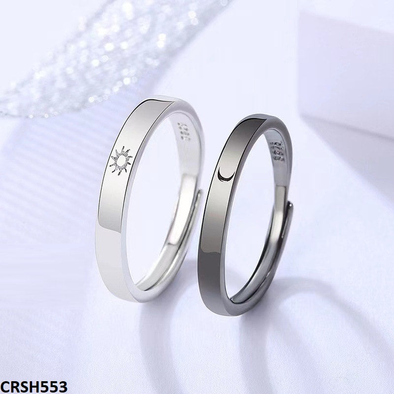 CRSH553 SGC Silver Tappered Couple Ring - CRSH