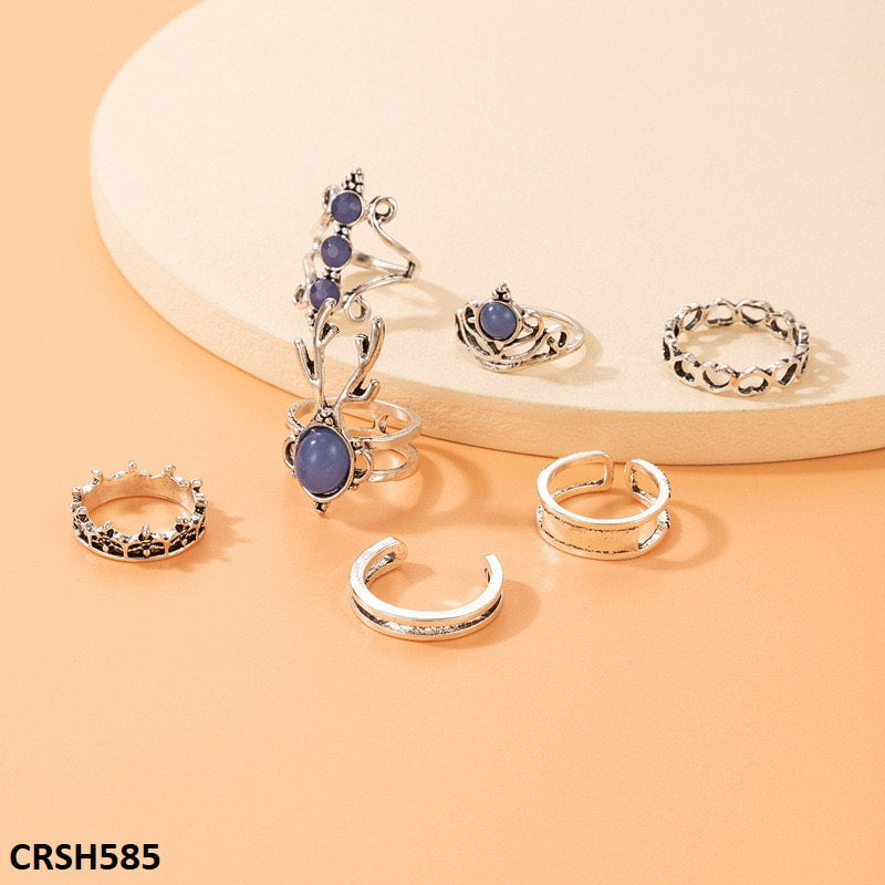 CRSH585 YYE Horn/Crown 7 Midi Rings - CRSH