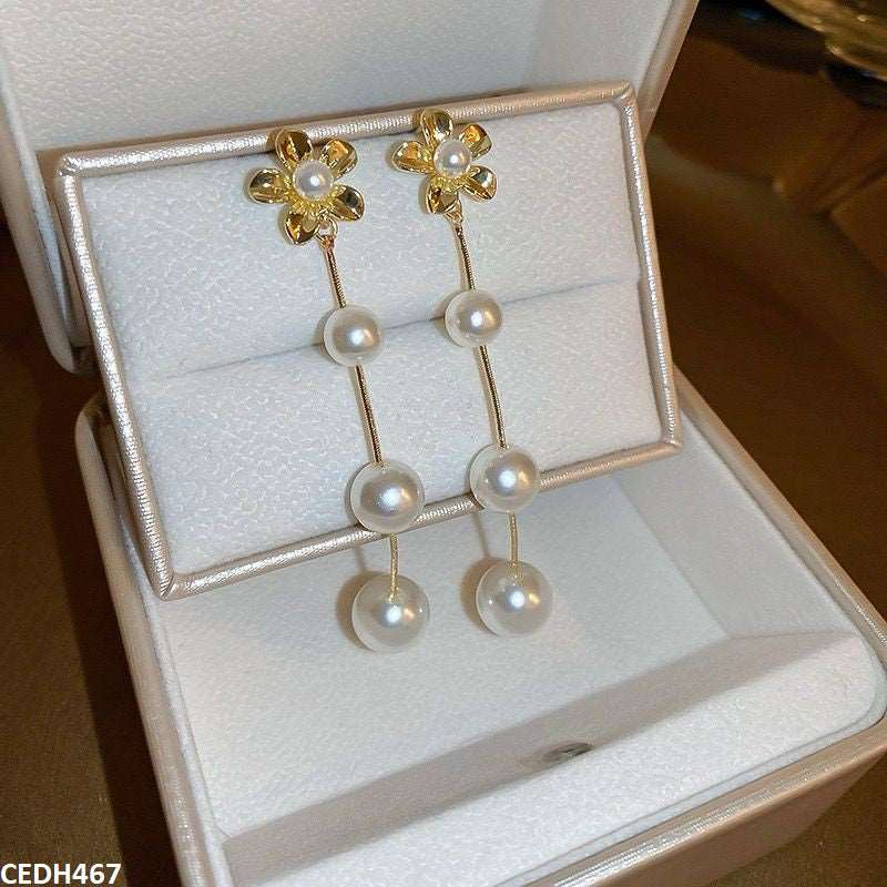 CEDH467 YYZ Flower/Pearl Drop Earrings Pair - CEDH