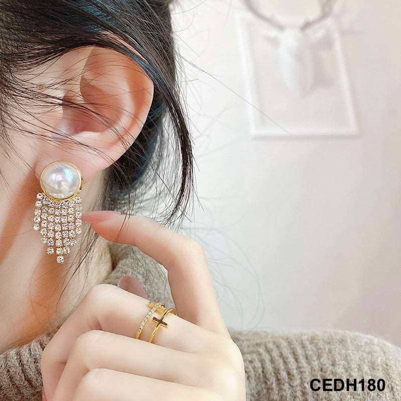 CEDH180 SIQ Pearl Tassel Drop Earrings - CEDH