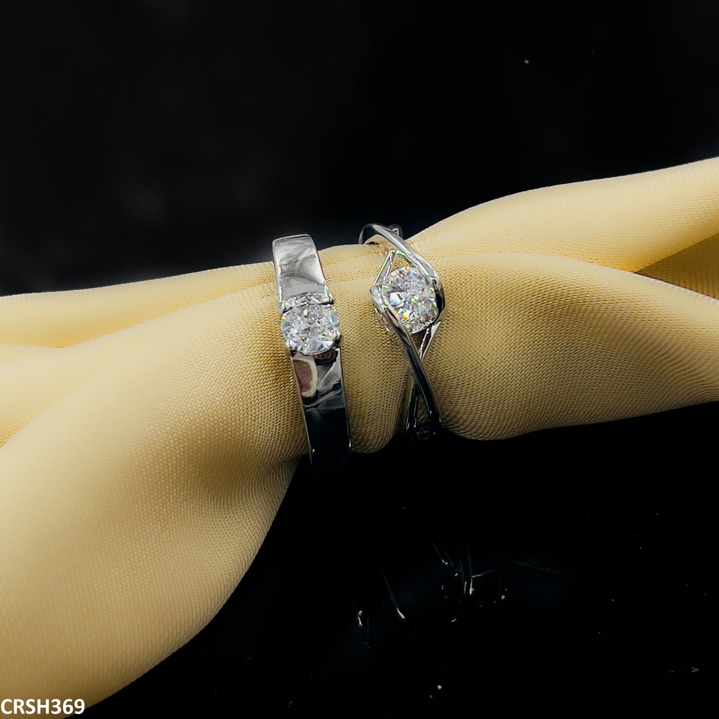 CRSH369 ZFQ Heart Couple Rings Adjustable - TRSH