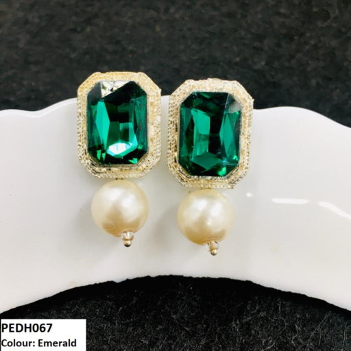 PEDH067 SDQ Radiant Pearl Earrings Drop Pair - PEDH