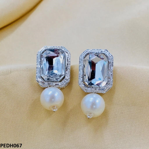 PEDH067 SDQ Radiant Pearl Earrings Drop Pair - PEDH