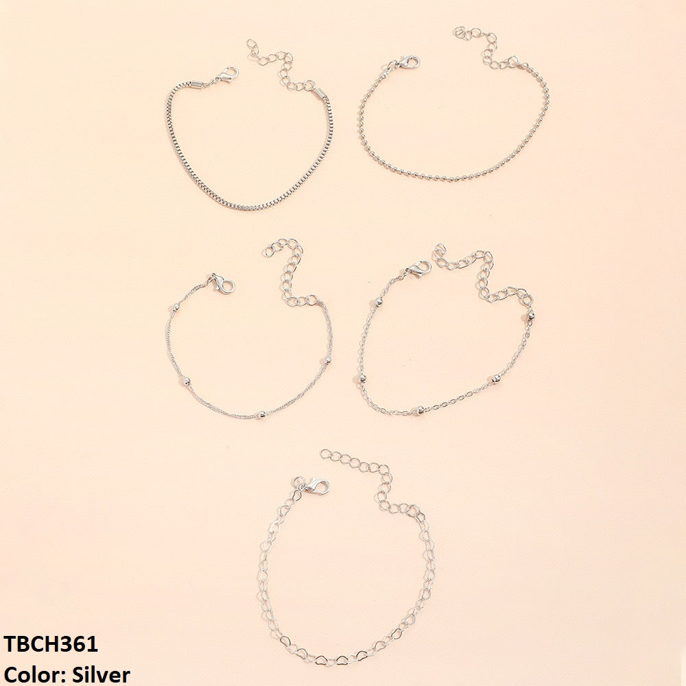 TBCH361 YPG Heart 5 Chain Hand Bracelet - CBCH