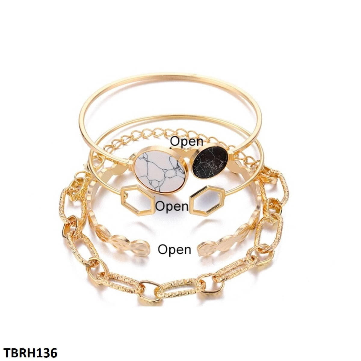 TBRH136 SGC Octagon Curb Chain Bracelet Set - CBRH