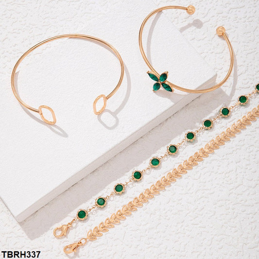 TBRH337 YYE Flower/Leaf/Circle Bracelet Set - CBRH