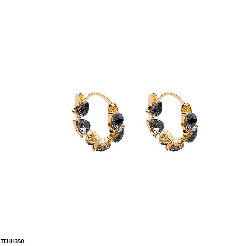 TEHH350 HJF Heart Stone Ear Hoops Pair -CEHH