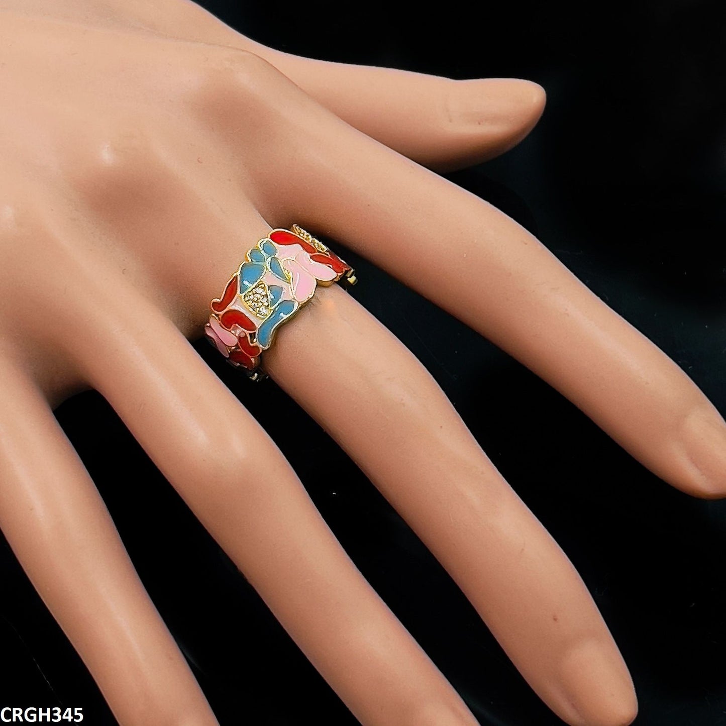 CRGH345 ZHK Butterfly Painted Ring Adjustable - CRGH