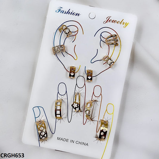 CRGH653 FNG Midi Rings + Ear Cuff Set - CRGH