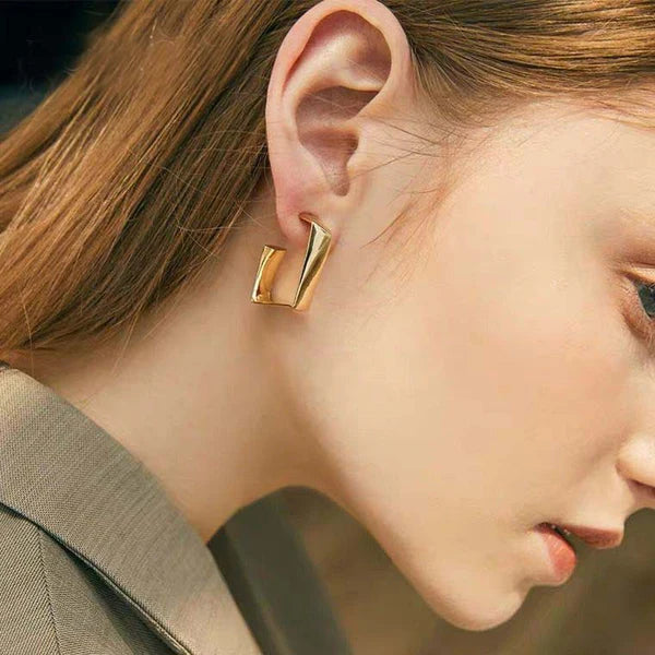 UNI-1016 - Foiled Square Gold - Earring