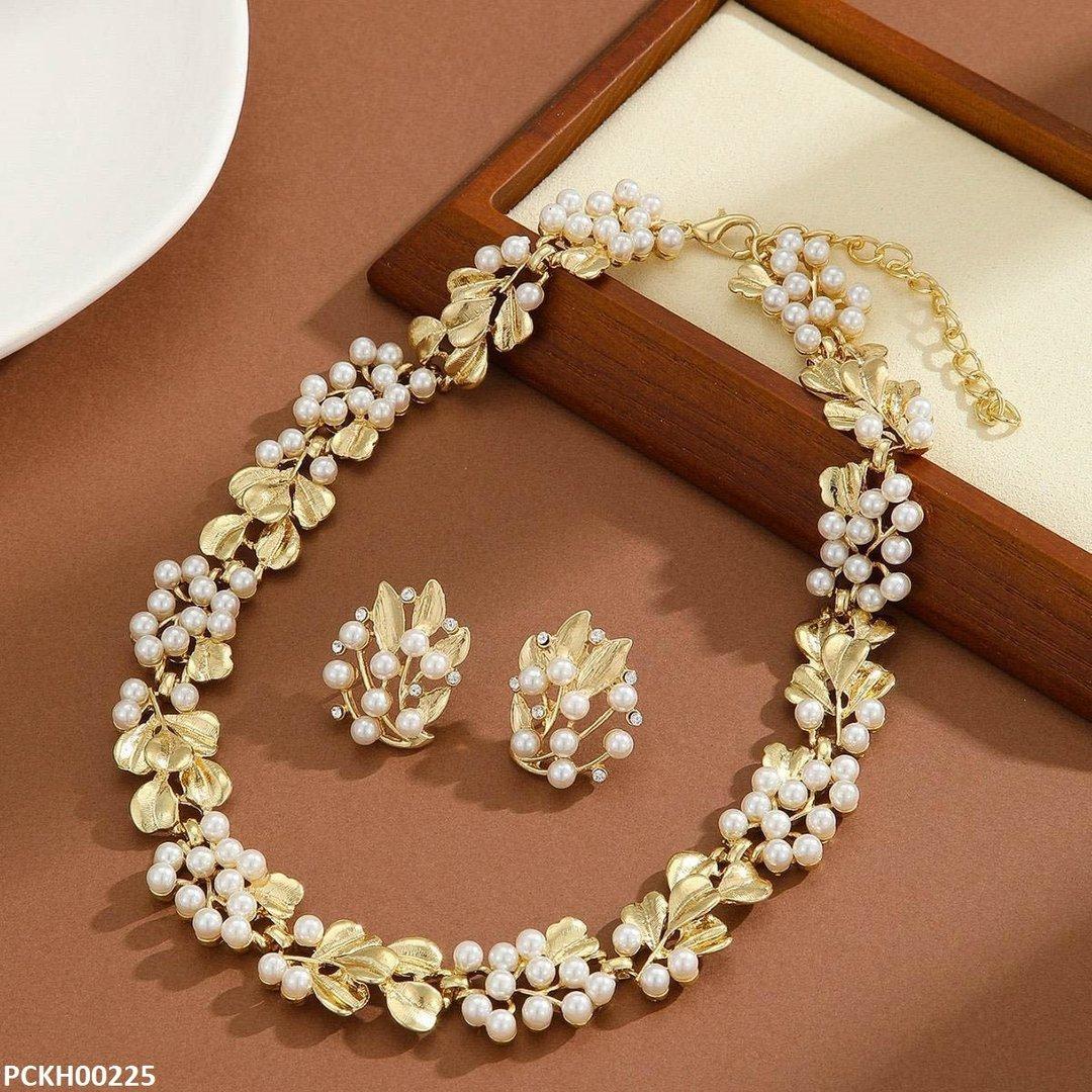 PCKH00225 SDQ Pearl Leaf Choker Set - PCKH