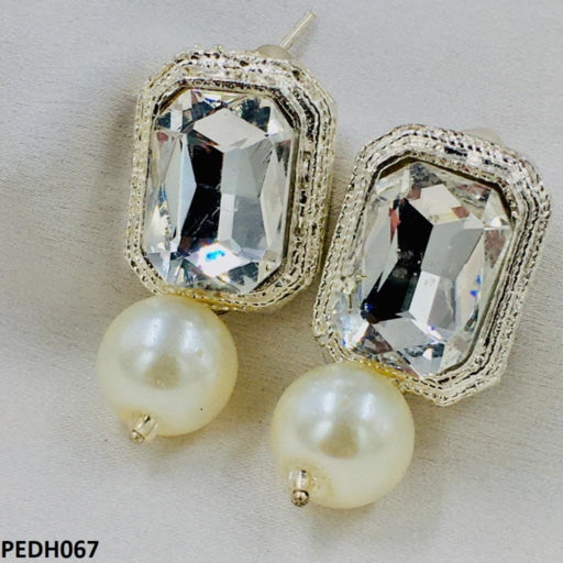 PEDH067 SDQ Radiant Pearl Earrings Drop Pair - PEDH