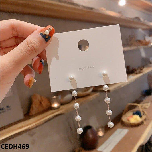 DH469 YYZ Pearl Chain Drop Earrings Pair