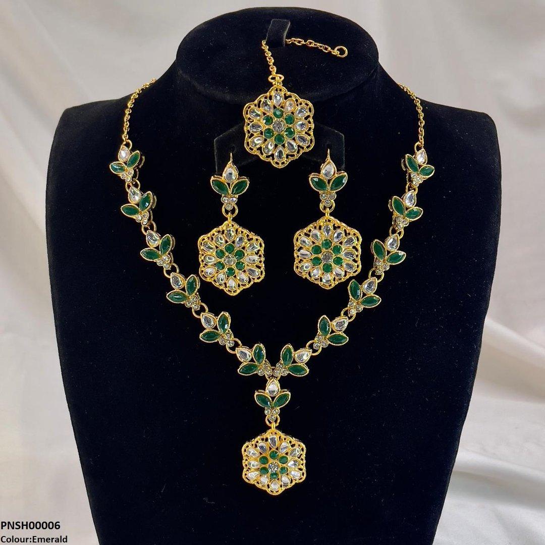 SH00006 FRN Tear/Flower Drop Necklace Set - PNSH