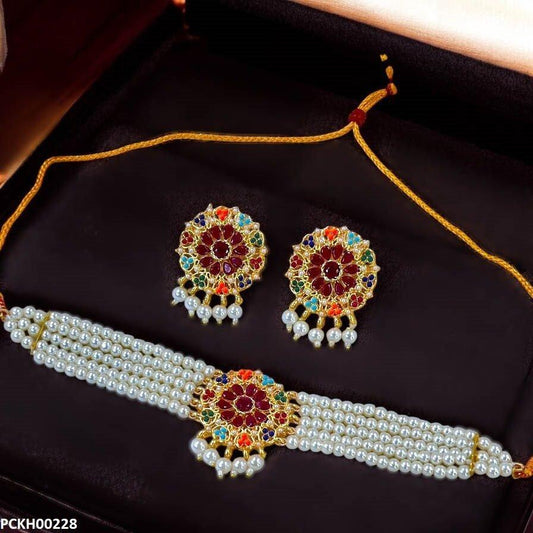 KH00228 MZM Multi Pearl Chokar Set - PCKH