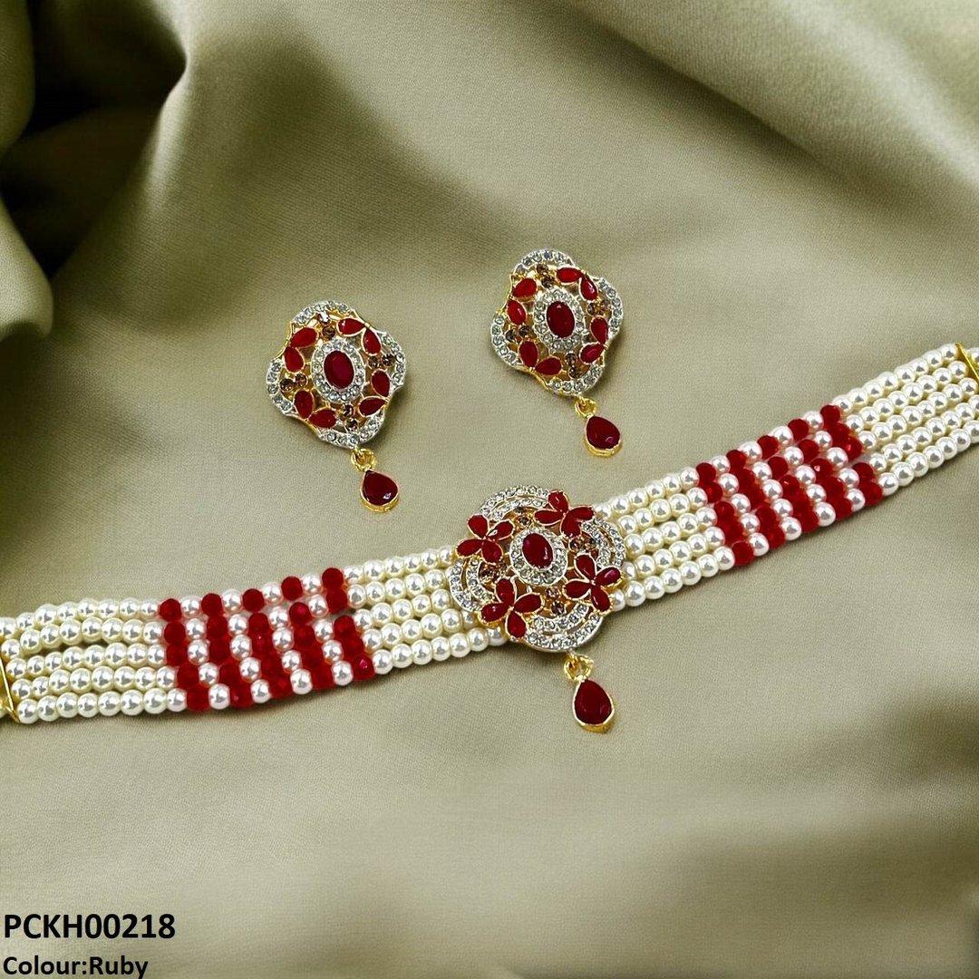 KH00218 SDQ Flower Tear Drop Choker Set - PCKH Wholesale Price